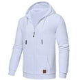 thumbnail image 1 of Fancifize Men's Full Zip Fleece Hoodie Sweatshirt Jacket 2024 Fall Fashion Cotton Blend Mid Weight Coat Casual Regular Fit Outerwear, 1 of 3