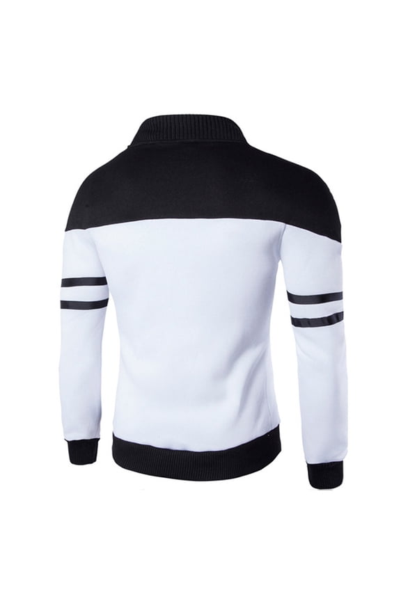 Men's Full Zip Jacket Lightweight Stand Collar Color Block Jackets Soft Winter Warm Casual Coats with Pockets