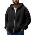 thumbnail image 1 of Fancifize Men's Fuzzy Sherpa Hoodie Sweatshirt Warm Zip Up Fleece Hooded Jacket Fall Winter Outdoor Loose Coat Outwear, 1 of 5