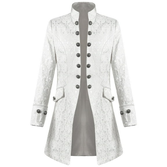 Fancifize Men's Gothic Medieval Tailcoat Jacket Renaissance Victorian Pirate Standing Collar Coat Retro Slim Jackets