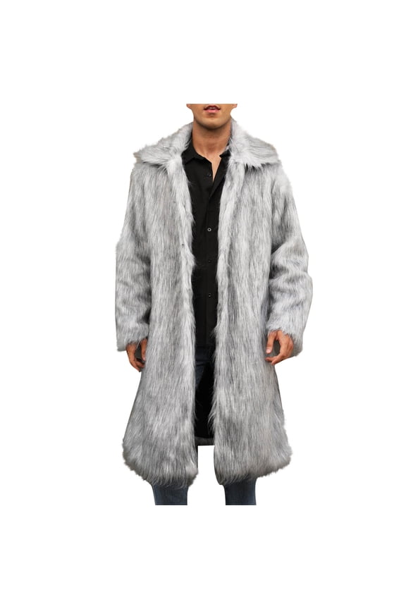Men's Luxury Furry Coat Jacket Winter Warm Long Coats Outwear for Men Big and Tall Casual Long Sleeve Fluffy Overcoat,Long Thicken Soft Jacket S-4XL