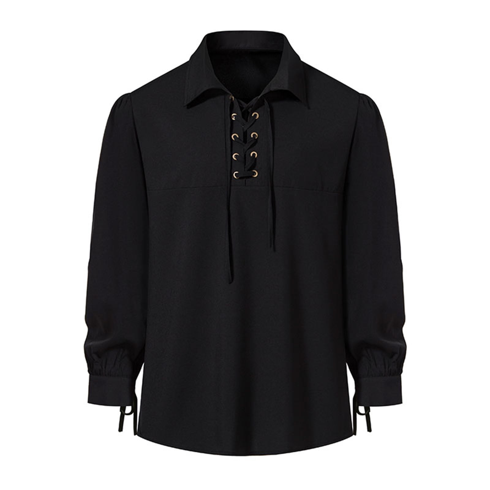 Fancifize Men's Medieval Pirate Shirts Lace Up Long Sleeve Vintage ...