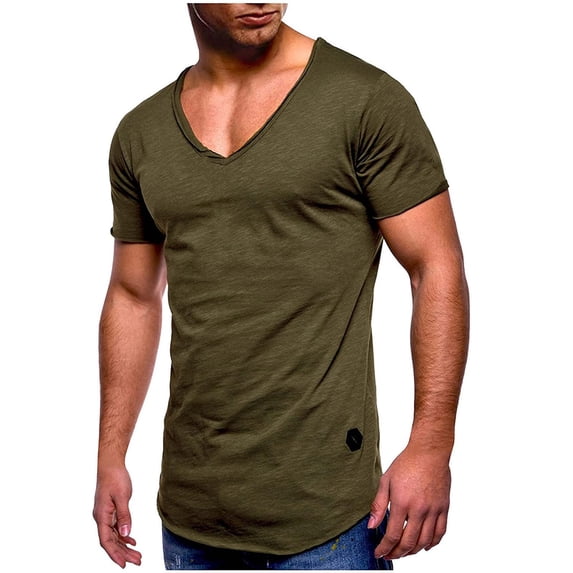 Fancifize Men's Muscle Fit Athletic T-Shirts Basic V Neck Summer Top Causal Short Sleeve Tee Shirts for Running Gym Workout