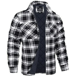 Miluxas Men s Sherpa Lined Flannel Shirt Jacket Long Sleeved Brushed Plaid Flannel Shacket Jackets Clearance Black 18 XXXXXL Walmart