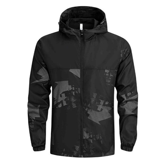 Fancifize Men's Shell Jacket Windbreaker Hooded Rain Coat Big and Tall Lightweight Camo Breathable Hooded Jacket for for Outdoor Hiking Climbing Traveling