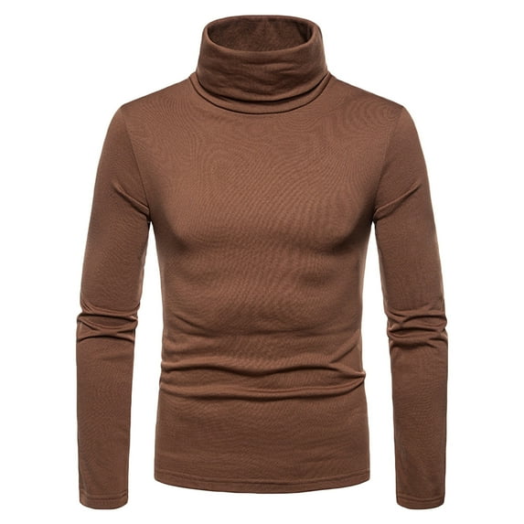 Fancifize Men's Slim Fit Soft Turtleneck T-Shirt Long Sleeve Lightweight Basic Pullover Shirt Casual Solid Color Shirts