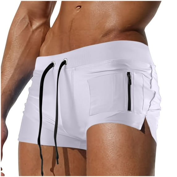 Fancifize Men's Swimsuit Trunks with Drawstring Quick Dry Swimwear Bathing Suit Swim Briefs Square Leg Board Shorts for Men