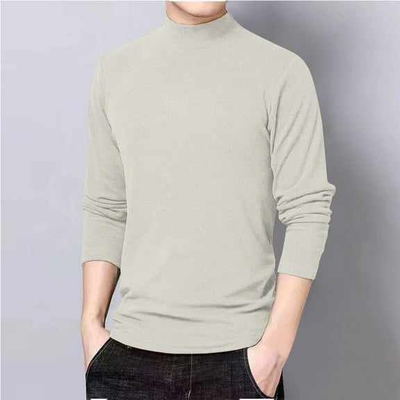 Fancifize Men's Turtleneck Long Sleeve Basic Shirts Slim Fit Lightweight Pullover Top Casual Fall Winter Outdoor Clothes