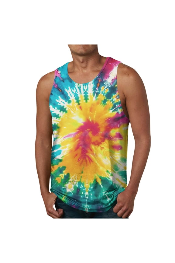 Mens Big and Tall Summer Tank Tops 3D Printed Casual Sleeveless Vacation Beach Shirts Crewneck Gym Workout Tank Top S-4XL
