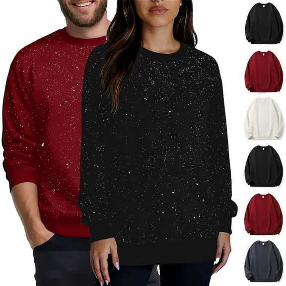 Fancifize Mens Crew Neck Sweatshirt Sequin Print Fashion Pullover Soft Cotton Long Sleeve Top Fall Casual Outfits