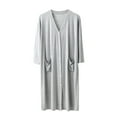 thumbnail image 1 of Fancifize Mens Lightweight Long Sleeve Nightgown Soft Button Down V Neck Sleepshirt Casual Loose Sleepwear Loungewear with Pockets, 1 of 4