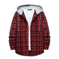 thumbnail image 1 of Fancifize Mens Plaid Hoodie Shirts Jacket Casual Lightweght Comfortable Flannel Shirts Checkered Long Sleeve Button Down Shirts, 1 of 5