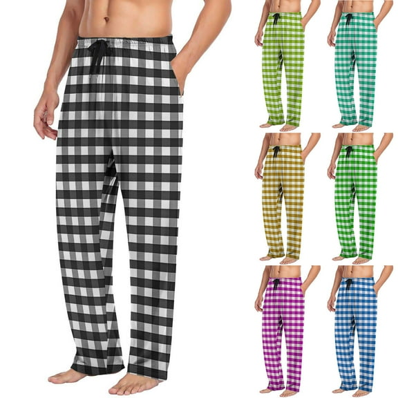 Fancifize Mens Plaid Pajama Pants Casual Stretch Comfy Pajama Lounge Pj Drawstring Waist Sleep Bottoms Trousers with Pockets