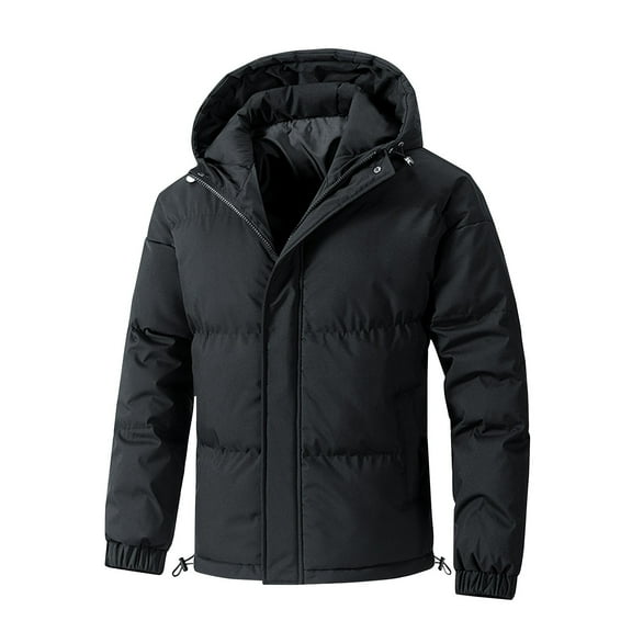 Fancifize Mens Winter Coat Warm Winter Puffer Jacket Thicken Insulated Windproof Hooded Down Quilted Coat Outerwear Casual Long Sleeve Parka Coat for Men