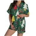thumbnail image 1 of Fancifize Pajamas for Women Christmas Short Sleeve Sleepwear Soft Button Down Loungewear Xmas Print Lounge Set 2 Piece Shorts Set, 1 of 5