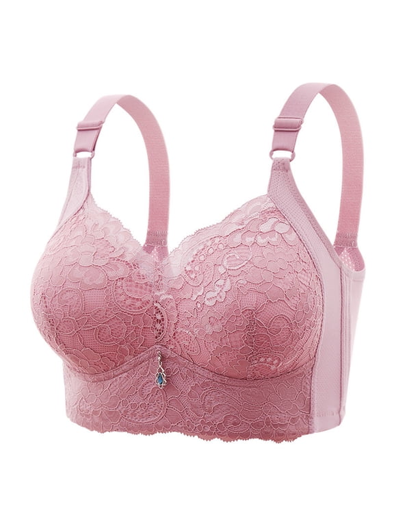 Plus Size Lace Bras Wirefree Full Coverage Bra 6-Row Back Hook Support For H-J Cup Women All Day Comfort Bras