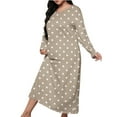 thumbnail image 1 of Fancifize Plus Size Nightgowns for Women Soft Long Sleeve Loose Nightshirt Comfy Crew Neck Polka Dot Lightweight Loungewear Pajamas, 1 of 5
