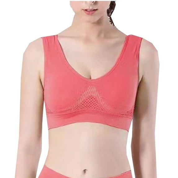 Fancifize Plus Size Sports Bra for Women S-6XL,Wireless Lightly Lined Comfort T-Shirt Bra Cotton Stretch Breathable Running Yoga Bra