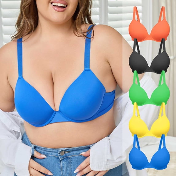 Fancifize Plus Size Women Push Up Bras Seamless Underwire Full Coverage Breathable Soft Comfort Everyday Bra
