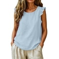 thumbnail image 1 of Fancifize Plus Size Women Ruffle Sleeveless Tshirts Summer Crewneck Cotton Tank Tops Casual Loose Camiosle, 1 of 6