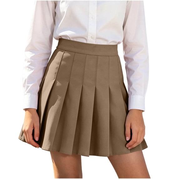 Fancifize School Uniform Pleated Skirts for Girls, High Waist Chino Skirt with Built-in Shorts, Trendy Preppy Look Skorts
