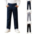 thumbnail image 1 of Fancifize School Unifrom Chino Pants for Boys, Teens Straight Leg Flat Button Dress Pants with Pockets, Cozy Casual Trousers, 1 of 7