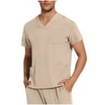 thumbnail image 1 of Fancifize Scrub Tops for Men Stretch V Neck Medical Uniform Scrub Top with Pocket Lightweight Breathable Comfort Fit Workwear, 1 of 5