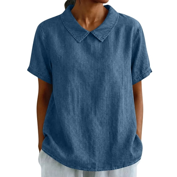 Fancifize Shirts for Women Collared Short Sleeve Tops Trendy Going Out Pullover Tops Spring Summer Casual Outfits