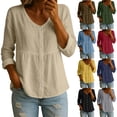 thumbnail image 1 of Fancifize Shirts for Women Long Sleeve Cotton Linen Tops Breathable Summer Beach T Shirt Button Down Vacation Outfits, 1 of 5