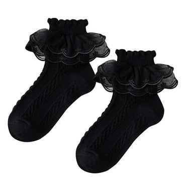 Fancifize Socks Baby Girls Newborn Eyelet Lace Socks Toddler Infant Casual Ruffle Dress Socks Frilly Lace Crew Socks 1-13 Years