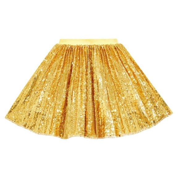 Fancifize Sparkly Sequin Skirt for Girls Toddler & Kids Elastic Waistband A-Line Sparlky Mini Skirt with Lining Glitter Shiny Skirts for Dance Party 2-12Y