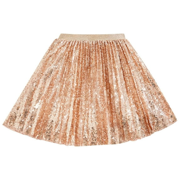 Fancifize Sparkly Sequin Skirt for Girls Toddler & Kids Elastic Waistband A-Line Sparlky Mini Skirt with Lining Glitter Shiny Skirts for Dance Party 2-12Y