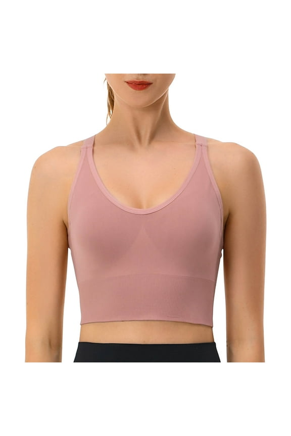 Sports Bras for Women Compression Cross Back Padded Strappy High Support Longline Workout Yoga Bra Wireless Breathable Bra Bralette