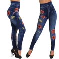 thumbnail image 1 of Fancifize Stretch Soft High Waisted Jeggings for Women Jean Look Leggings Jeggings Womens Tummy Control Floral Print Leggings Pants, 1 of 3