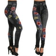 thumbnail image 1 of Fancifize Stretch Soft High Waisted Jeggings for Women Jean Look Leggings Jeggings Womens Tummy Control Floral Print Leggings Pants, 1 of 3
