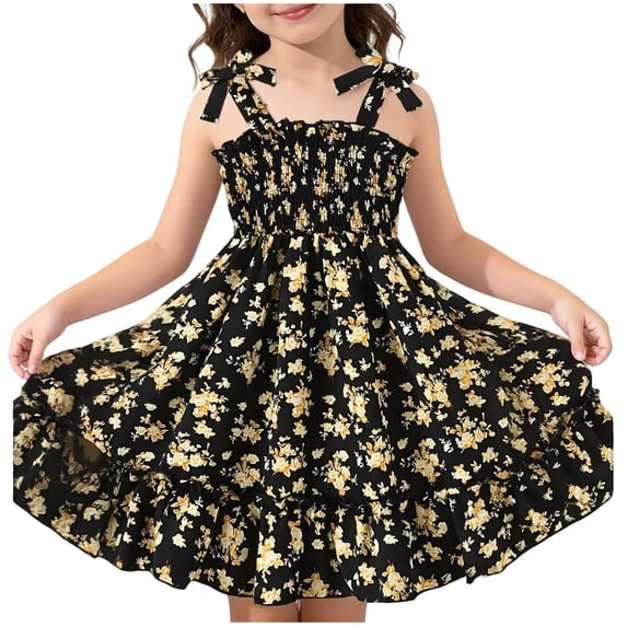 Fancifize Summer Camisole Dress for Girls Casual High Waist Flowy Sleeveless Dresses Kids Vacation Printed Sundress
