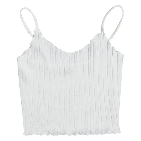 Fancifize Summer Women's Basic Solid Cami Crop Tank Top U Neck Longline Sports Bras for Women Workout Crop Top Camisole Tank Top