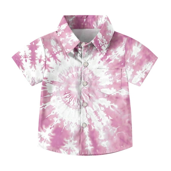 Fancifize Boys Short Sleeve Hawaiian Shirts Casual Color Block Button Down Aloha Shirt, Dad and Son Matching Hawaiian Shirts 2-15Y