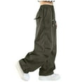 thumbnail image 1 of Fancifize Girls Parachute Pants Kids Wide Leg Cargo Pants Y2K Street Trousers Tween Girl Lightweight Cargo Pants with Pockets 5-16 Years, 1 of 4
