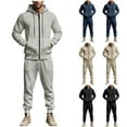 thumbnail image 1 of Fancifize Sweatsuits for Men Long Sleeve Full Zip Hoodie Tracksuit Soft Fleece Casual 2 Piece Set Running Jogging Sports Fall Outwear with Pocket, 1 of 5