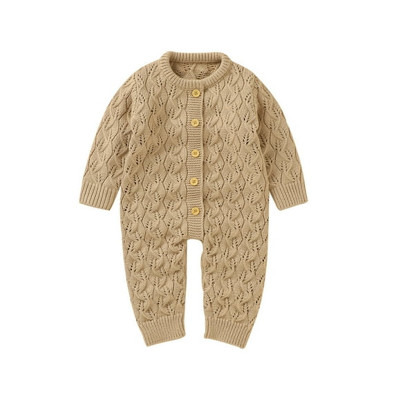 Fancifize Toddler Baby Boy Girl Cotton Knit Jumpsuits Fall Winter Long Sleeve Newborn Infant Rompers Onesie Sweater Clothes 0-24M