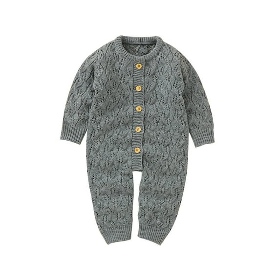 Fancifize Toddler Baby Boy Girl Cotton Knit Jumpsuits Fall Winter Long Sleeve Newborn Infant Rompers Onesie Sweater Clothes 0-24M