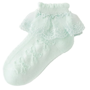Fancifize Toddler Girls Ruffle Socks Infant Baby Eyelet Frilly Lace Princess Sock Fancy Dress Socks Ankle Cotton Dress Socks for Little/Big Kids 1-13 Years