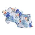 thumbnail image 1 of Fancifize Toddler Infant Baby Boy Shorts Set Hawaiian Outfits Short Sleeve leaf Floral Flower Button Down Shirt with Shorts Summer Clothes Set 1-7 Years, 1 of 9