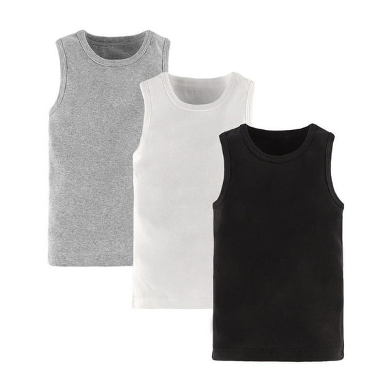 Fancifize Toddler Tank Top Kids Soft Undershirts for Boys and Girls Unisex Cotton Summer Sleeveless Basic Tees 3-9Y