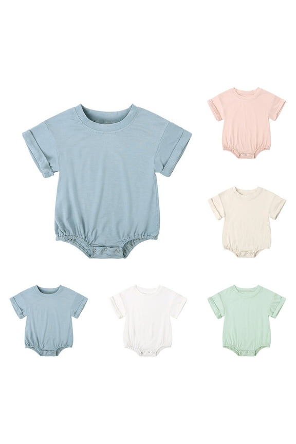 Unisex Baby Short Sleeve Bodysuits One-Piece Cotton Basic Jumpsuit Comfort T-Shirt Summer Set for Boys & Girls 3-24M
