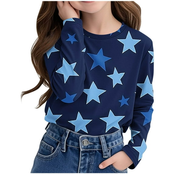 Fancifize Unisex Star Print Pullover (3-14Y) - Ombre Long Sleeve Crewneck Shirt Kids' Layering Essential