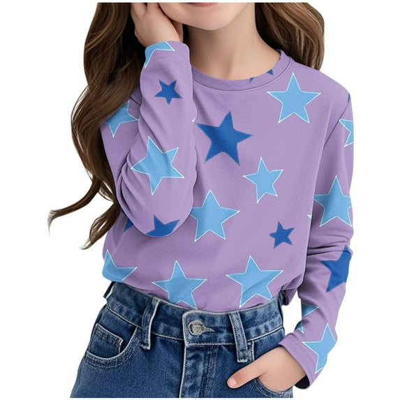 Fancifize Unisex Star Print Pullover (3-14Y) - Ombre Long Sleeve Crewneck Shirt Kids' Layering Essential