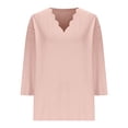 thumbnail image 1 of Fancifize V Neck Tops for Women 3/4 Sleeve Shirts Lettuce Trim Casual T Shirts Fall Fashion Loose Fit Outfits, 1 of 5