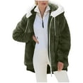 thumbnail image 1 of Fancifize Winter Coats for Women Fuzzy Fleece Hooded Jacket Causal Color Block Zip Up Coat Oversized Warm Fashion Outerwear with Pockets, 1 of 5